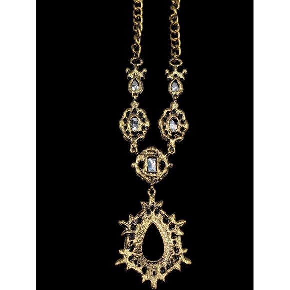 Aurora Borealis Teardrop Pendant Necklace 20" Statememt Chain Lot of Sparkle - Picture 6 of 10